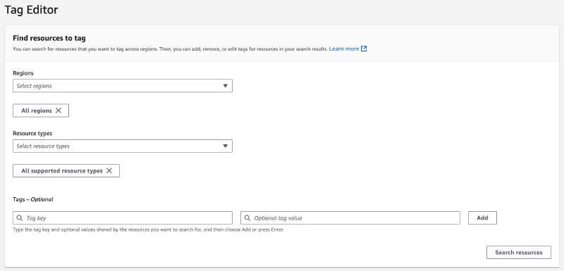 AWS Resource Groups Tag Editor