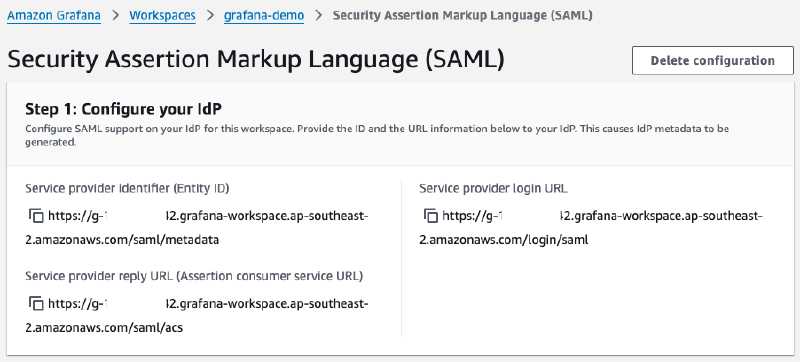 Grafana SAML service provider